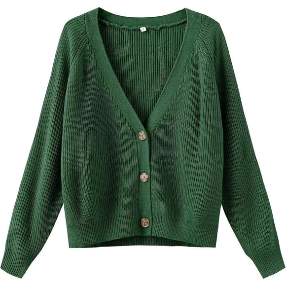 ❤️Women's Green  Long Sleeve Open Front Cardigan Single Breasted Knitted Sweater - Picture 1 of 7